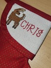 Cross-stiched chris handmade Personalized Reindeer Christmas Stocking  new 