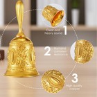 Large Solid Brass Call Bell  Super Loud Hand Bell With Floral Small  Gold 