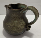 Vtg 1970s Handmade Primitive Stoneware Pitcher Dark Rustic Glaze 4  Tall Marked
