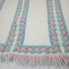 Handmade Crochet Baby Blanket Lovey Green Pink White Reversible Ooak