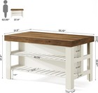 55 1-inch Kitchen Island Farmhouse Counter Height Bar Table With Storage Shelves