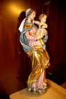 Antique 18  Hand Carved Wood Our Lady Virgin Mary Jesus Wall Statue Sculpture