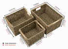 Set Of 3 Multipurpose Stackable Seagrass Storage Basket  Handwoven Organizer