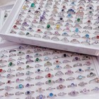 5-100pcs Wholesale Colorful Zircon Mixed Rings Bulk Finger Band Ring Jewelry Lot