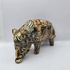 Rare La Vie Safari African Collection Rhino Decoupage Patchwork Glazed Ceramic