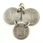 Three Antique Canada Engraved Love Tokens Assembled As A Pendant Or Charm
