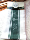 Charles Gallen Irish Cotton Terry Tea Towels Pair Shamrock Waffle Green On White