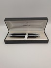 Vintage Parker Black   Chrome Ballpoint Pen Mechanical Pencil Set W original Box