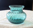 Vintage Vase Indiana Glass Aqua Blue Optic Swirl Vase - 4  H X 5 5  Diameter