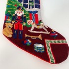 Vintage Christmas Stocking Nutcracker Needlepoint Wool Tree Toys Window Handmade