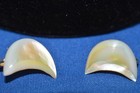 Vintage Lucite Two Tone Earrings  Possible Bakette Pearl Clip On 1  1 4 X 1  1 4
