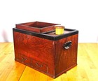 19th C  Meiji Tabako-bon Hibachi W Original Copper Liner   Haifuki Antique