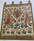 Vintage Tapestry Wall Hanging  Medival Family Crest French Ribbon Trim 31  x24  