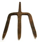 18th C Antique Primitive Large Heavy Hand Forged Cast Iron 3 Arm Fishing Spear 