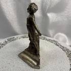 Bronze Sculpture Of Boy Doorstop Antique Silver Coated