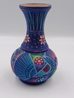 Talavera Mexican Folk Art Hand Painted Artist Signed Pottery Bud Vase