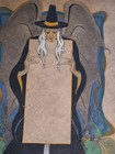 Antique Art Nouveau Halloween Witch Painting Original 1920s Display Mockup Je