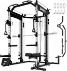 2200 Lbs Power Cage Smith Machine Multi-function Squat Rack With Lat-pull Down