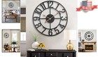 Antique Extra Large Rustic Decorative Wall Clock - 24 Inch - Silent Non Ticking