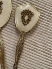 Vtg   Ormolu Gold Gilded Vanity Set Hollywood Regency Brush And Mirror