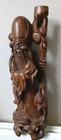 Antique Hand Carved Chinese Hardwood Figurine Of A Deity Lamp Base 42cm Tall