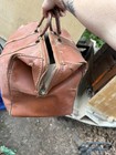 Large Collectible Vintage Hard Leather Doctors Bag W  Handles Zipper Lock