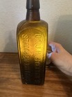 Antique Dark Amber Dr J Hostetter s Stomach Bitters Glass Bottle  9 