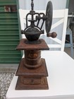 Vintage Mr Dudley International Cast Iron Coffee Grinder Wooden Base