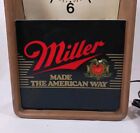 Vintage  miller  Made The American Way  Clock And Light Beer Sign Advertisement 