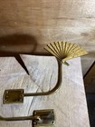 Vintage Decorative Pair Of Brass Japanese Fan Curtain Tie Backs Wall Mounted