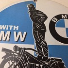 Vintage Bmw Sign - Porcelain Metal Motorcycle Gas Pump Service Auto Sign