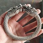 China Old Tibetan Silver Double Headed Dragon Silver Bracelet Men s Bracelet