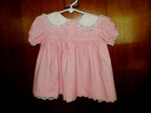 Vtg 90 s Baby Togs Pink W Embroider Flower Collar  Cotton Baby Girl Dress S 18mo
