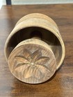 Antique Finished Wood Butter Pat Plunger Mold Flower Design Vtg 