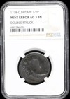 Great Britain King George I Halfpenny  1718 England Ngc Double Struck Mint Error