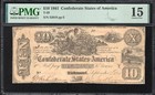 T-29 1861  10 Confederate Currency Pmg 15 Civil War Note 32019