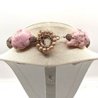 Vtg Bronze Necklace Choker Chunky Pink Bubble Gum Turquoise Filigree Estate D