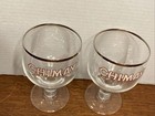 2 Chimay Silver Rim Trappist Ale Beer Glass Goblets Chalice Pair Great Shape