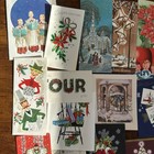 Antique   Vintage Christmas   Holiday Greeting Cards Lot Of 74 Great Graphics