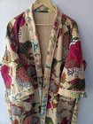 Indian Kantha Kimono Handmade Long Nightwear Gown Winter Jacket Cardigan Dress