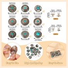 18 Sets Leather Decorative Conchos  Turquoise Decorative Buttons  Metal Rapid Ri