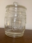 Vtg Planters Peanuts Running Mr  Peanut Glass Barrel Counter Jar Peanut Finial