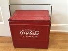 Vintage 1950s Coca-cola Acton Metal Picnic Cooler W  Tray   Lid Coke Advertising