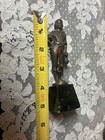 Vintage Bronze Sculpture On Marble Squ Base Boy Carrying A Jug Unsigned