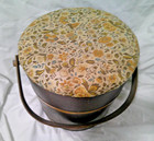 Vintage antique Firkin Wood Knitting sewing crafts Bucket With Padded Top Quaint