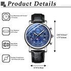 Mens Business Casual Genuine Leather Strap Quartz Date Watch Luminous Waterproof