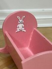 Dollhouse Miniature Artisan Painted Pair Of Cradles Teddy Bear   Bunny-vintage--