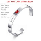 Personalized Medical Bracelet Emergency Cuff Engraving Men Women Alert Id Bangle