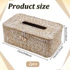 Infunly 2 Pcs Rattan Tissue Box Cover 9x5x4 Inch Natural Seagrass