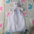 Vintage 21    Dakin Lamb Plush Stuffed Fleece Security Blanket Blue Satin Lovey